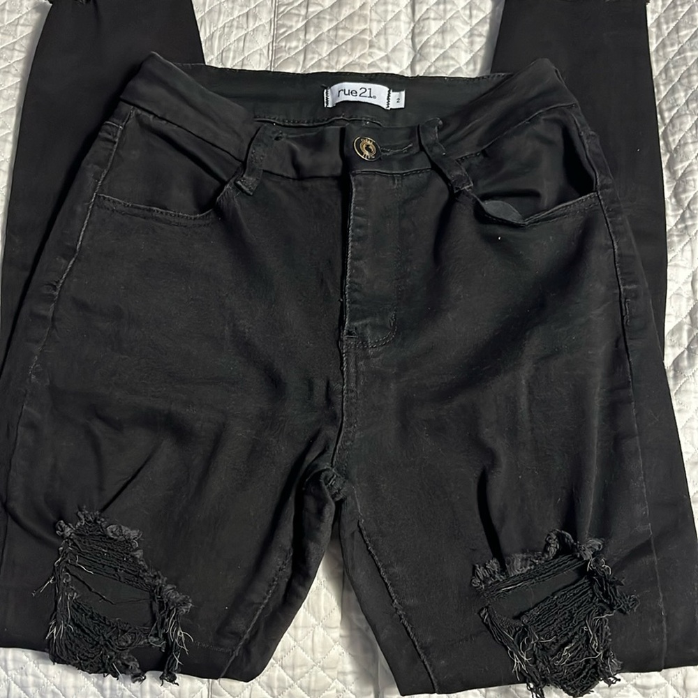 Distressed Black Jeans